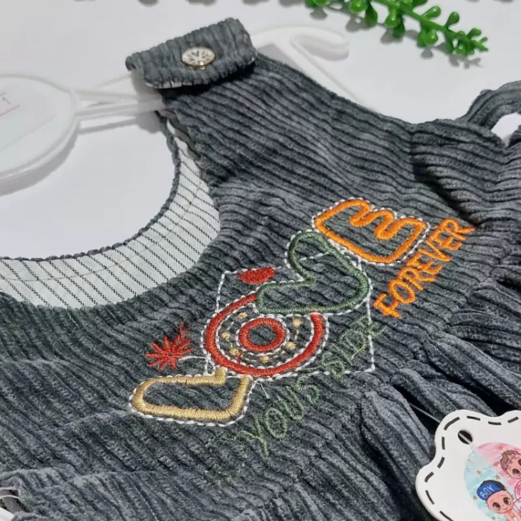 سارافون نوزادی دخترانه مخمل کبریتی گلدوزی شیک مجلسی