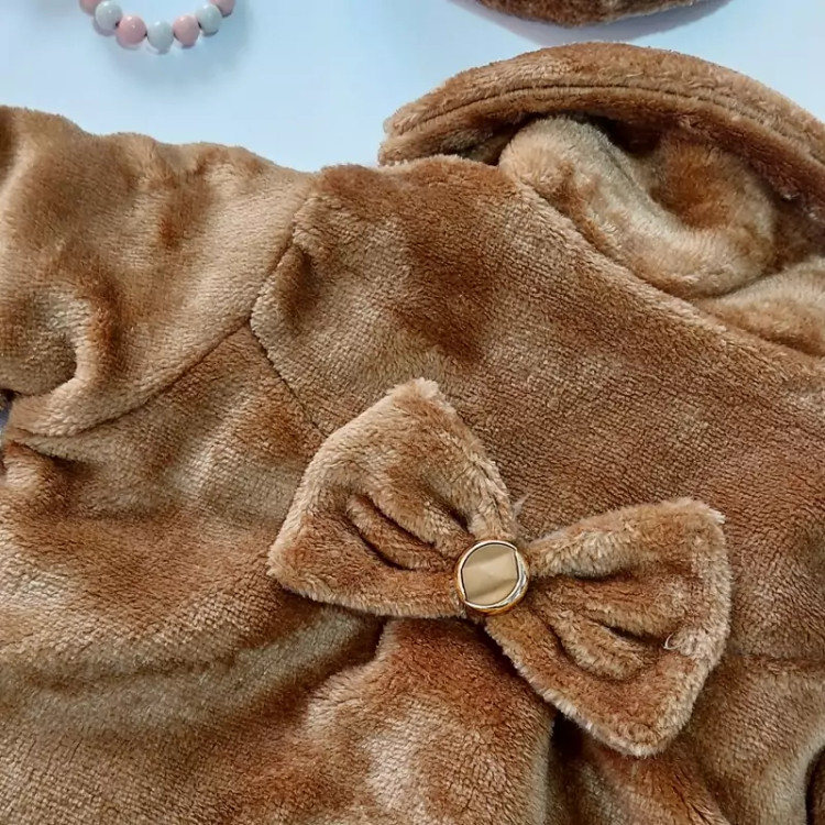 شنل تمام خز نوزادی دخترانه با کلاه فرانسوی شیک و مجلسی